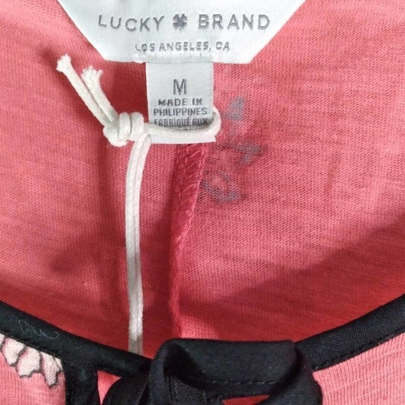 Lucky Brand Coral Pink Floral Peasant Top - Picture 8 of 14